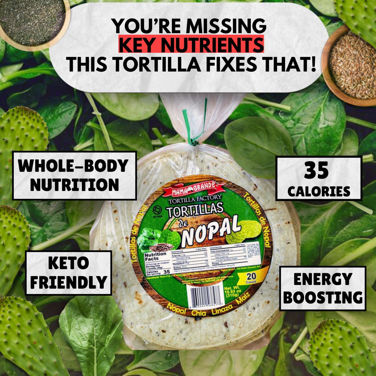 Nopal Cactus Tortillas